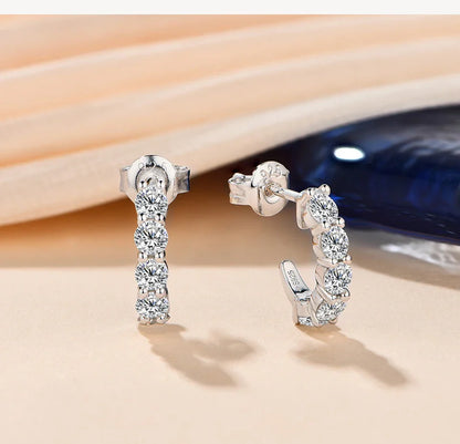 New in Round 3.0mm Moissanite Hool Earrings Passed Diamond Test Yellow Rose Plated Stud Earrings for Women Fine Jewelry