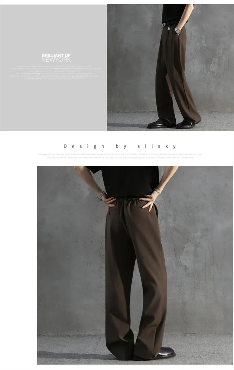 White Luxury Draped Suit Pants Men Fashion Dress Pants Korean Loose Straight Casual Pants Mens Office Formal Trousers Male S-3XL