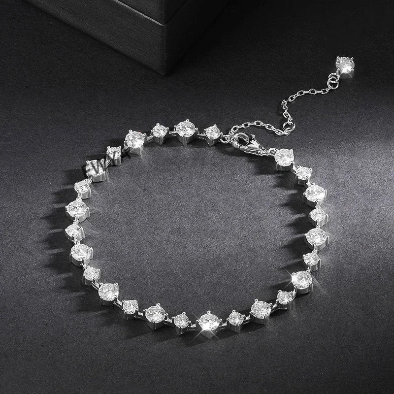 New In D Color 3/4mm Full Moissanite Tennis Bracelet For Women Lady S925 Silver GRA Certified Diamond Link Bracelets Gift