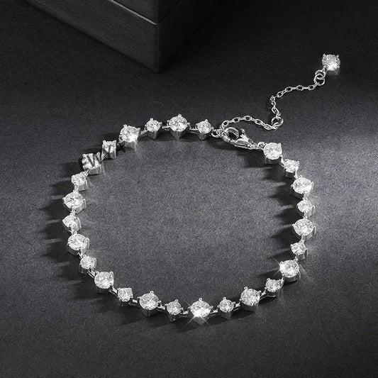 New In D Color 3/4mm Full Moissanite Tennis Bracelet For Women Lady S925 Silver GRA Certified Diamond Link Bracelets Gift