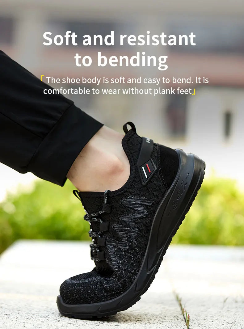 Lightweight Safety Shoes Men Steel Toe Sneakers Puncture Proof Breathable Work Safety Boots Man Comfy Construction Work Shoes
