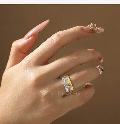 May New Two-Tone Wave Rings for Women Men S925 Silver Interlocking Moissanite Ring Trendy Statement Party Jewelry Gifts