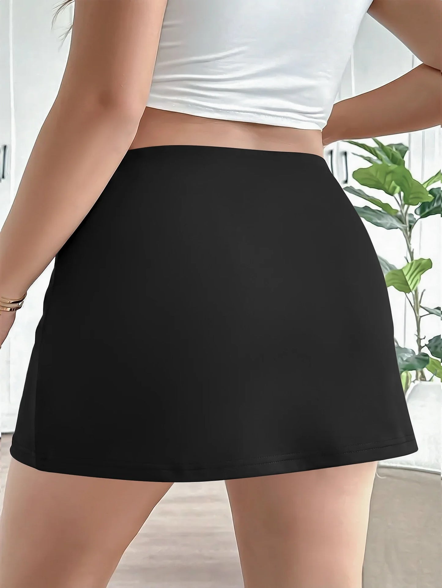 Hot Girl Style High-Elastic Anti-Exposure Mini Skirt,Fake Two-Piece Design for Instant Long Legs,Perfect for Commute,Fitness