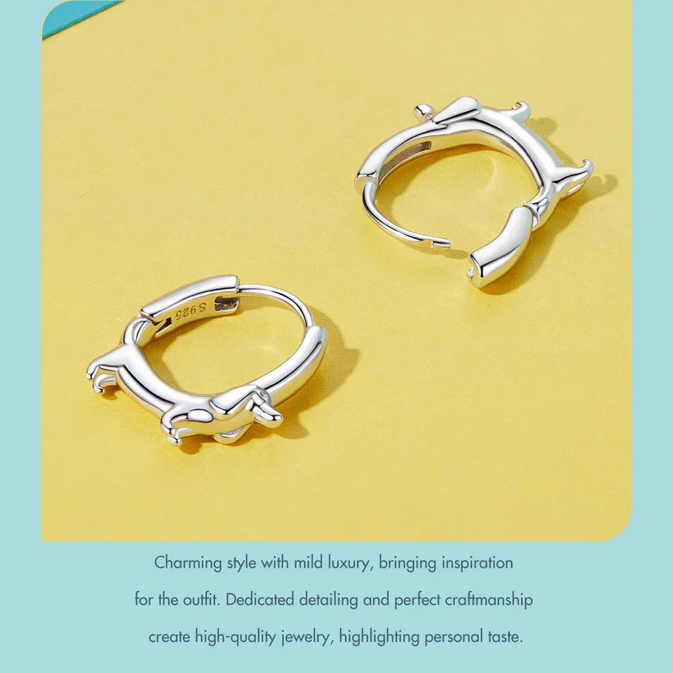 Snake Dog Cat Ear Buckles Women 925 Sterling Silver Dachshund Hoop Earrings Girl Party Birthday Gift Minimalism Jewelry