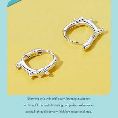 Snake Dog Cat Ear Buckles Women 925 Sterling Silver Dachshund Hoop Earrings Girl Party Birthday Gift Minimalism Jewelry