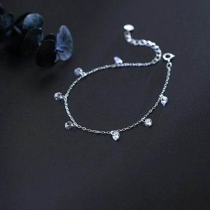 925 Sterling Silver Clear CZ Shining Chain Bracelet Geometric Lobster Lock Bracelet for Women Fashion Female Jewelry