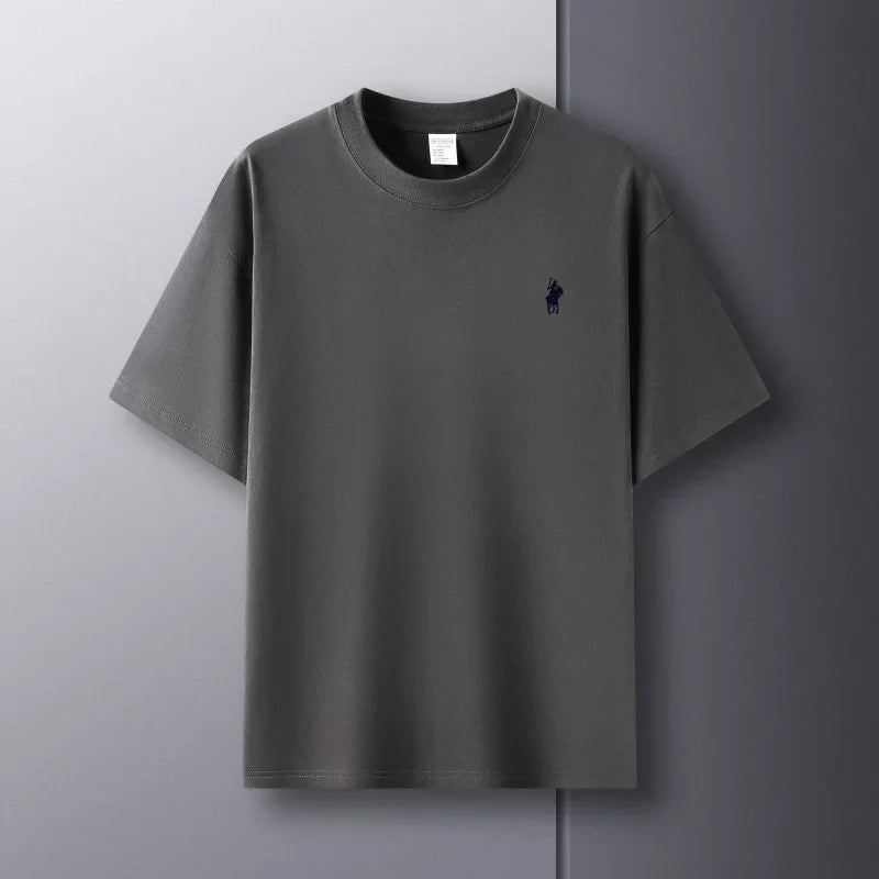 Luxury brand short sleeve men's round neck T-shirt summer fashion classic pony embroidery design 100cotton breathable casual top