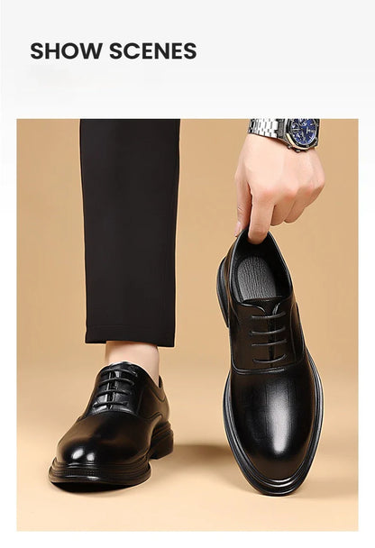 Men Dress Shoes Black Soft Leather Men Heighten Formal Shoes Casual Business Men Oxfords Suit Shoes