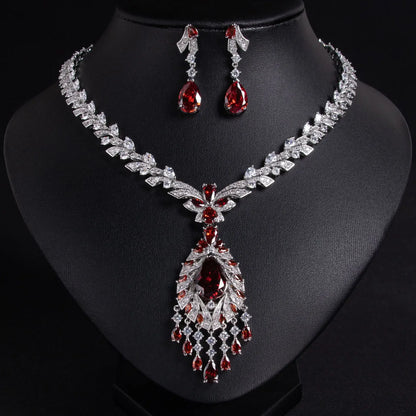 Pop Hot Stereo Jewelry Oil Painting Necklace Earrings Premium Multi-Color 2-Piece Wedding Travel Women's Holiday Gift M-1000