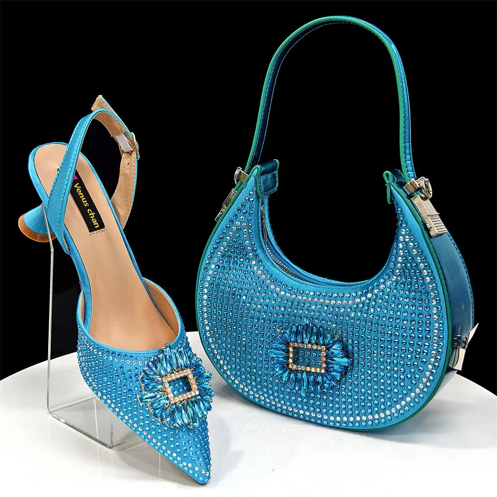 Women's Party Heels and Matching Handbag Set - Perfect for African Weddings and Special Occasions