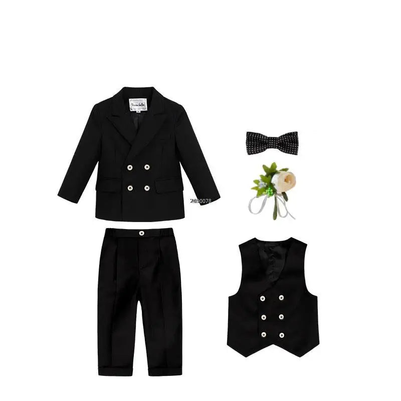 Flower Boys Wedding Suit Children Photography Dress Kids Stage Performance Formal Blazer Suit Baby Birthday Ceremony Costume