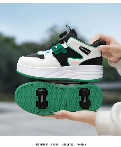Students children's shoes four wheel light shoes Boys invisible roller shoes large size outdoor sports walking shoes women