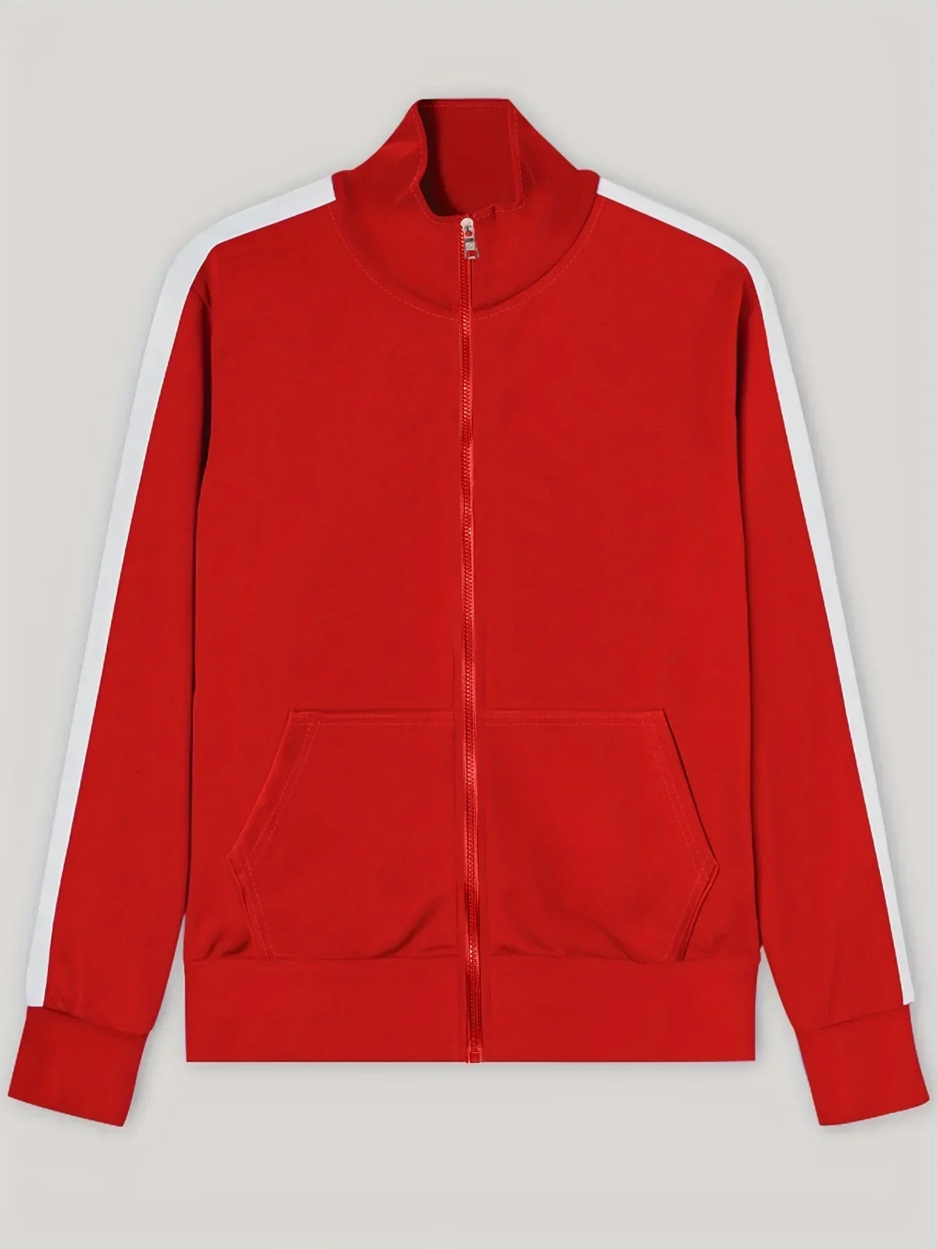 2025 Spring Autumn Men's 2-Piece Set Color Blocking Zipper Stand Collar Casual Sports Jacket Sweatshirt Trousers Suit
