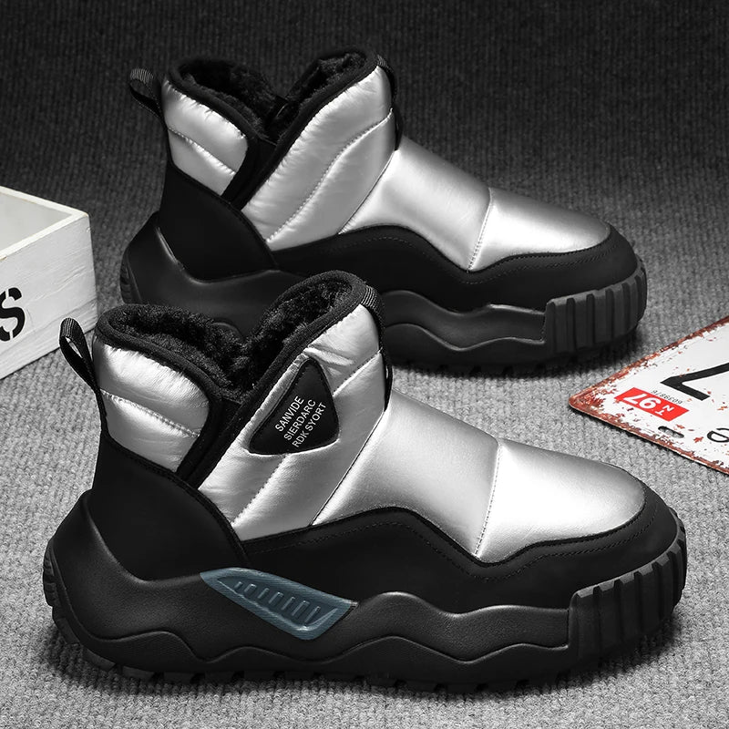 Winter shoes men's high top plush warm cotton shoes, high-quality and fashionable cold resistant outdoor cotton boots snow boots