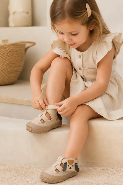 PU Leather Summer Sandals For Children Cute Dog Boy's Girl's Sandals Anti-slippery Ergonomics Barefoot Sandals For Children