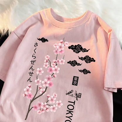 You Can Enjoy Cherry Blossoms From Tokyo T Shirt Men Summer Casual Top Soft Unisex Clothes Loose Cotton Male Colour Short Sleeve