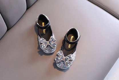Children Princess Shoes Glitter Party Wedding Shoes for Girls Fashion Rhinestone Toddlers Ballet Flats Causal Kids Leather Shoes