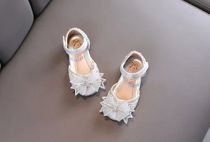 2025 Summer Girls Flat Princess Sandals Fashion Sequins Bow Rhinestone Baby Shoes Kids Shoes For Party Wedding Party Sandals