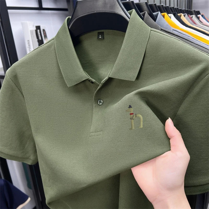 100Cotton High Quality Men's Polo Shirt Breathe Solid Color Soft Dog Print Short Sleeve Summer Lapel T-Shirt Business Menswear