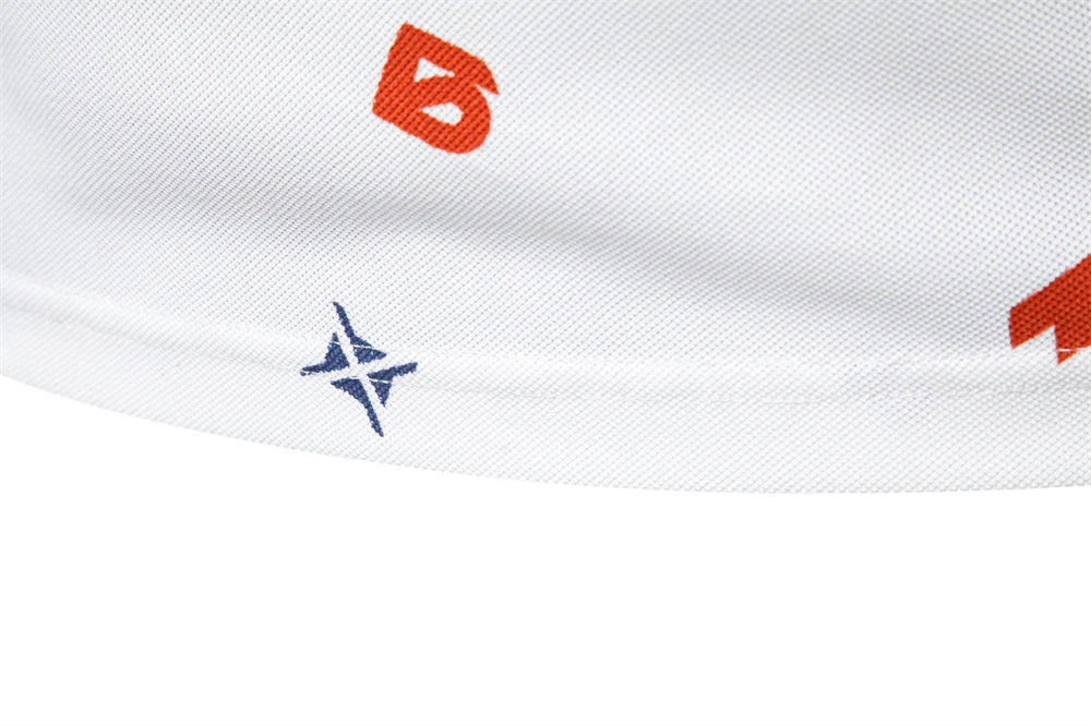 ‌2025 Summer New Men's Solid Color Polo Shirt with Printed Turn-Down Collar Casual Slim Fit Breathable Comfortable Top‌