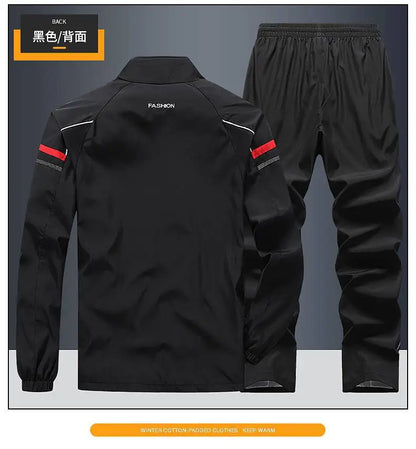 2025 Casual Windproof Running Sets Sportswear Men's Jogging Sport Jacket+Pants Sweatsuit Plus Size Breathable Workout Clothes
