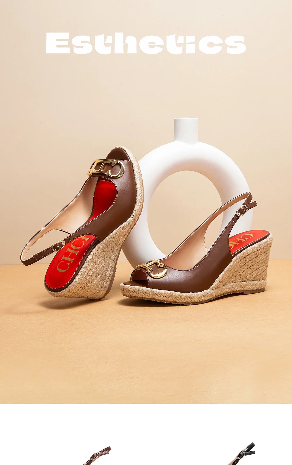 sandals summer women's casual shoes Gold INITIALS INSIGNIA PU LEATHER WEDGES Luxury brand wedge shoeses