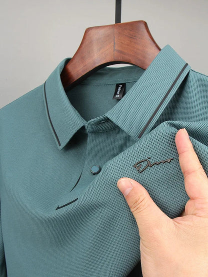 Light luxury brand letter emboss short sleeve T-shirt summer popular men polo shirt comfort silky breathable business casual top