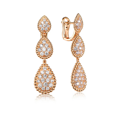 Vintage Ear Clip Earrings for Women Luxury Jewelry Fashion Party Large Water Drop Design Gold Plated Eardrop Stud Earring