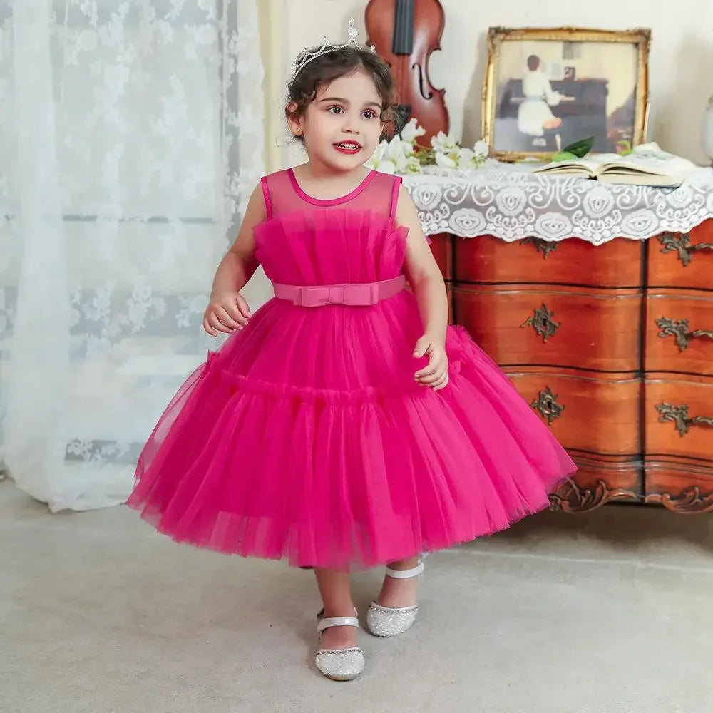 Baby Yellow Dress For Girls Kids Wedding Bridesmaid Dresses Toddler Tulle Birthday Princess Party Dress Infant Outfits Vestidos