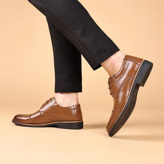Men's Large Size Business Casual Single Shoes Comfortable Elegant Work Leather Shoes for Daily Wear