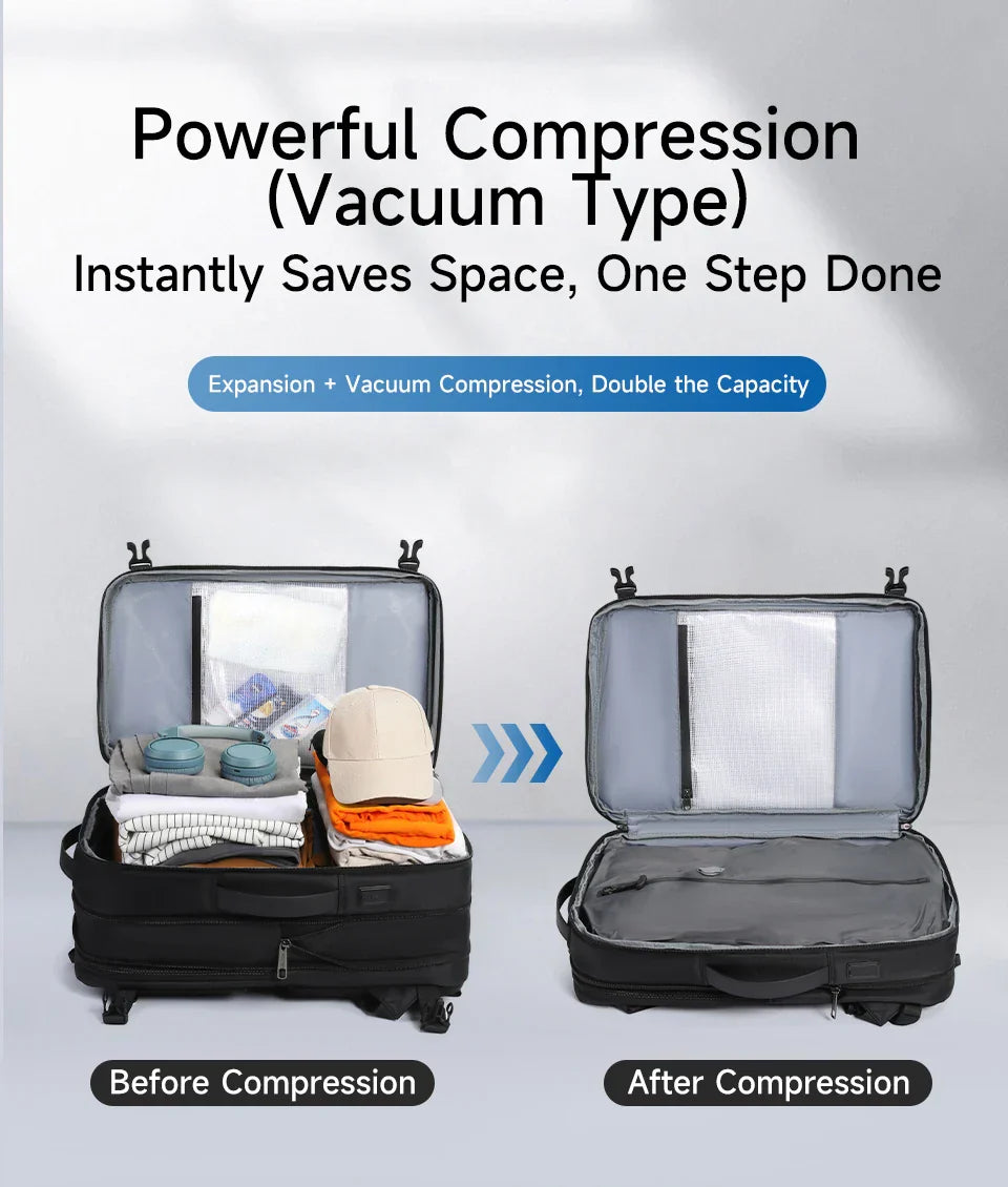 Vacuum Compression Backpacks Men Travel Backpack Expandable USB Bag Large Capacity 17 Laptop Bags For Schoo Cabin Bags