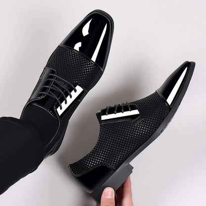 Men's Dress Shoes Classic Lace-up Formal Oxfords Modern Tuxedo Business Casual Scale Pattern Comfort Formal Shoes for Men