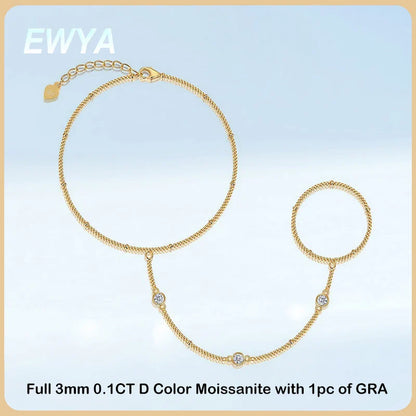 3mm Round Bezel Moissanite Bracelets for Women 14-21cm Adjustable Chain GRA Certified s925 Silver Diamond Bubble Bracelet