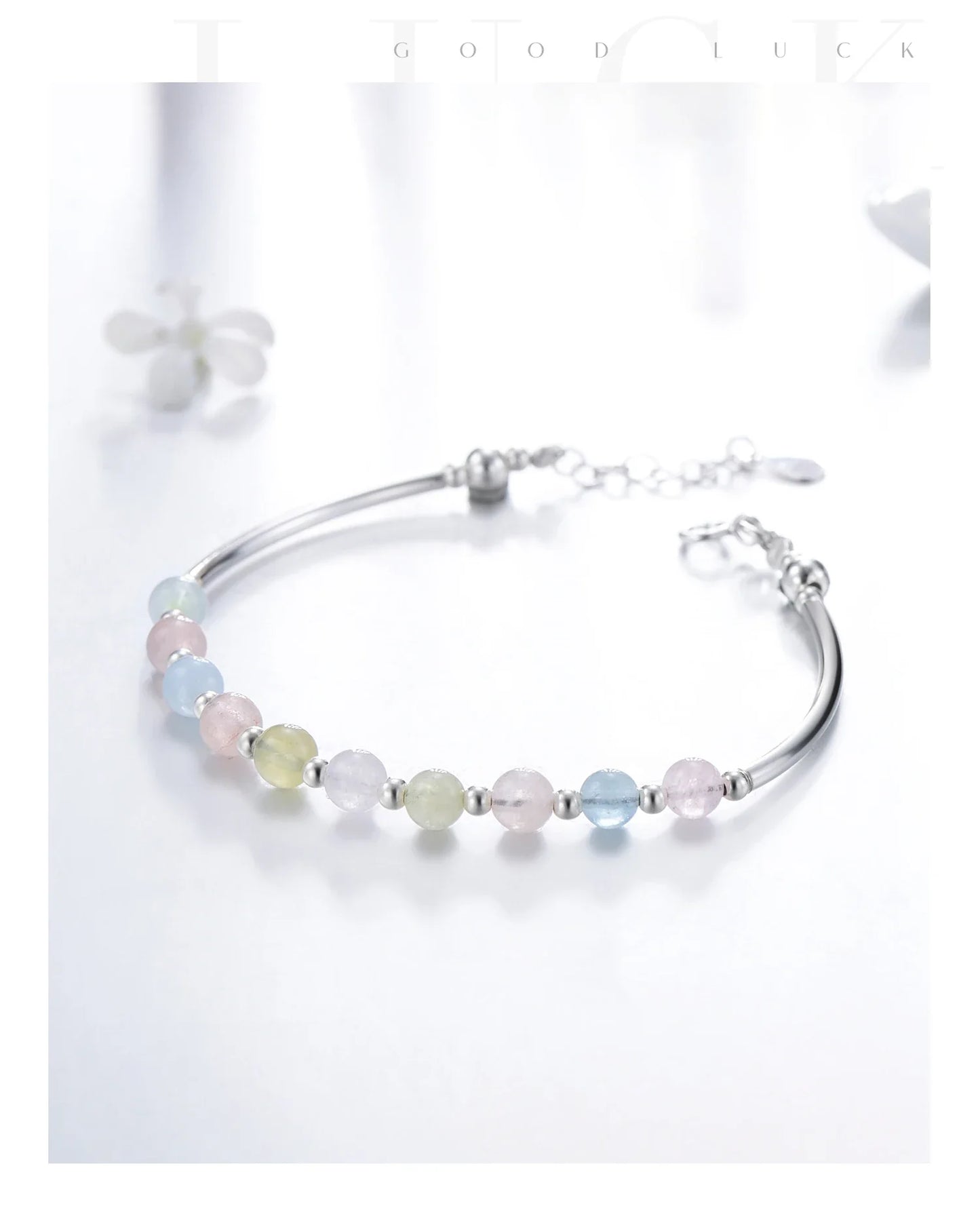 925 Sterling Silver Colorful Beads Crystal Charms Bracelet Fashion New Luxury Bangle Chain For Women Party Jewelry