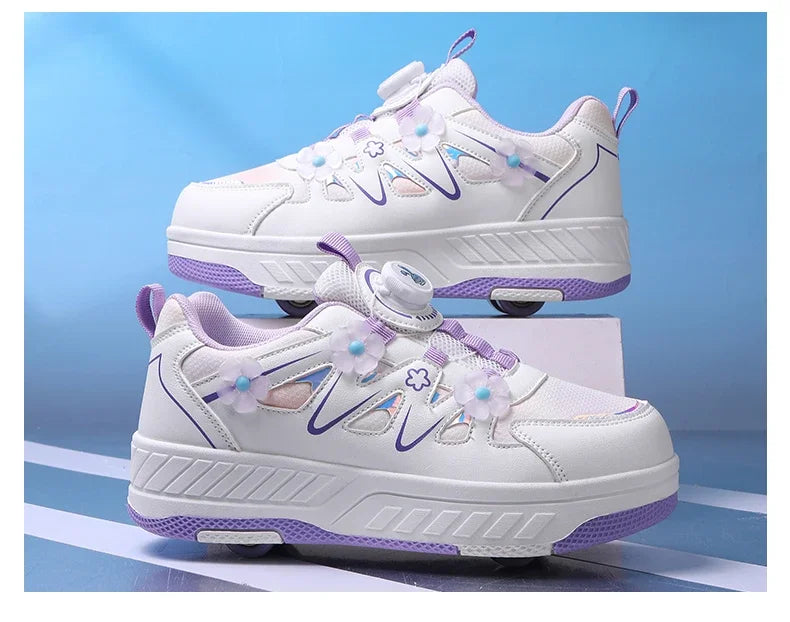 HeelysChildren's small flower decorated four-wheel roller skating sports shoe breathable roller skating girls shoes holidaygifts