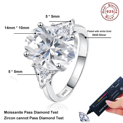 9cttw Moissanite Rings for Women Wedding Luxury Lab Diamond S925 Sterling Silver with 18k Gold Plated Ring Jewelry