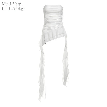 2025 Spring New Solid Color Sweet Gentle Cute All-match High Street Travel Sexy Cool Women Chest Wrap Ruched Tassel Vest
