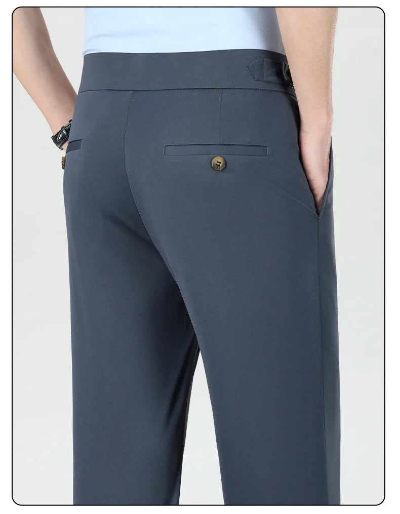 Mens Dress Pants Elastic Business Casual Pants Groom Wedding Party Formal Pants for Men Office Commute Pants