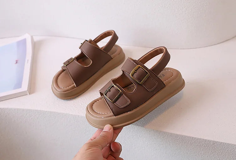 Kids Sandal 2024 New Summer Sandals for Boy Fashion Girls Thick Bottom Causal Sandals Children Beach Shoes Open-toe Hook Loop