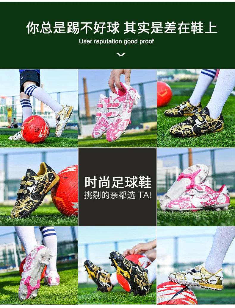 Boys Football Boots New Resistant Casual Kids Soccer Shoes Sneakers Grass Non Slip Training Sports Fast Match Breathable Cleats