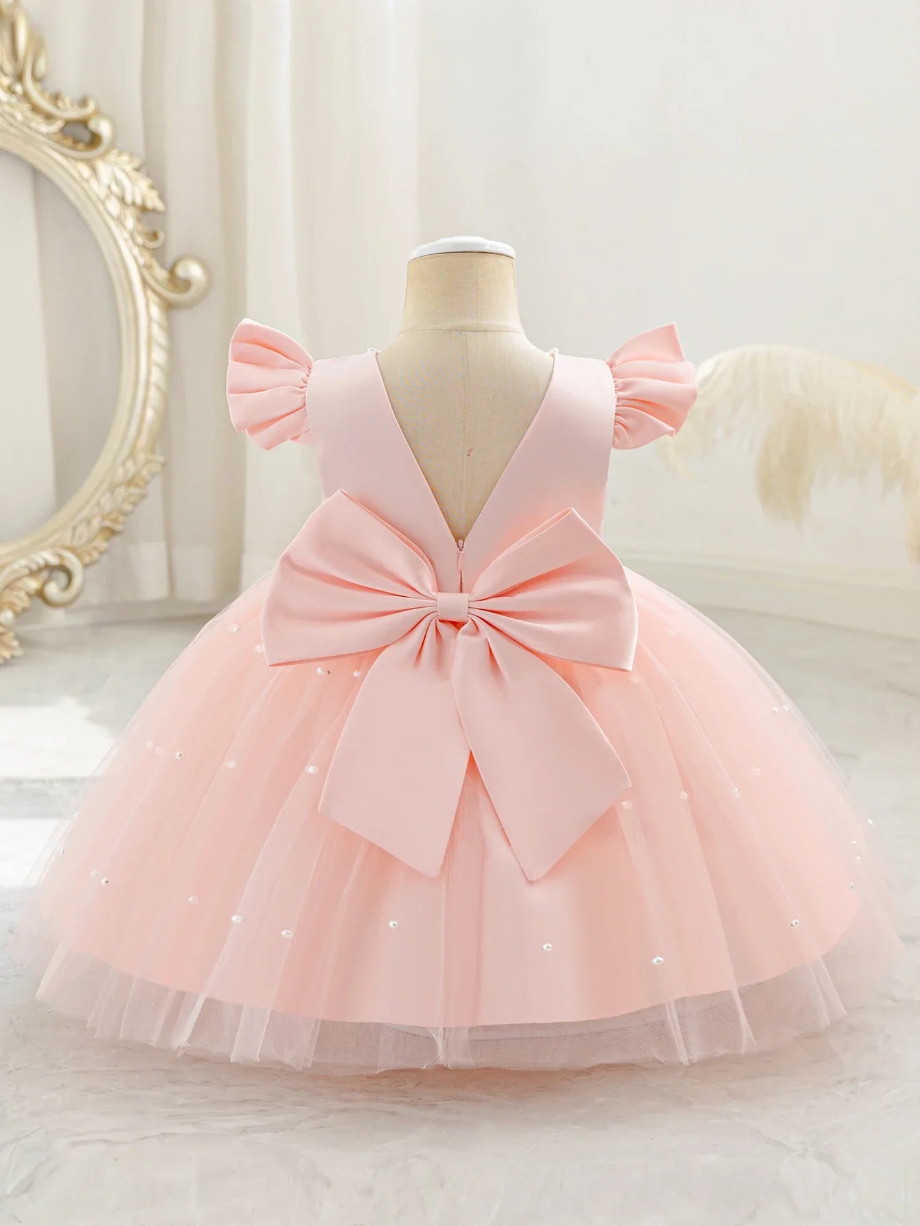 Children's dress Princess dress Western style children's wear new dress female fluffy skirt beading design Princess dress party