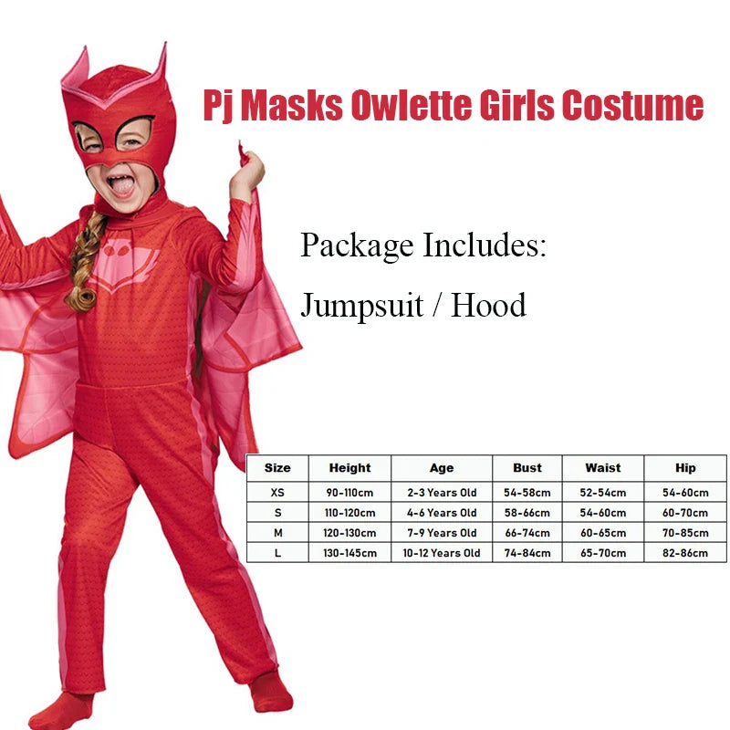 Unisex Girls Super Owl Hero tuta Fancy Dress Cosplay Cat Boys Gecko Animail Costume di Halloween Jumpsuit