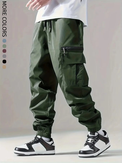 Men's Cargo Pants, Thin Trousers, Comfortable and Breathable, Outdoor Casual, Wearable, Running, Cycling, Multi-pocket 004