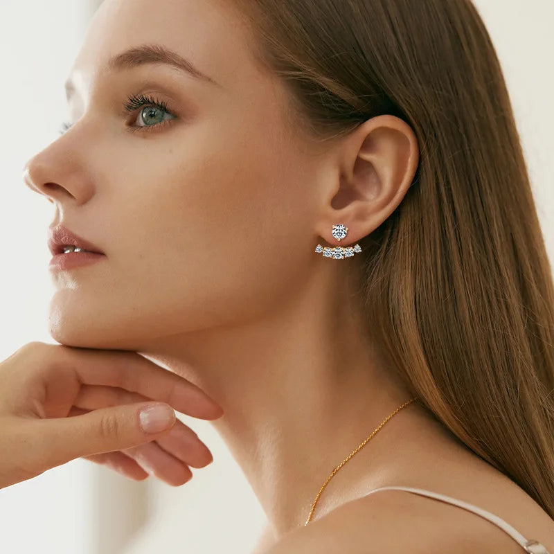 2 in 1 Full D Color Moissanite Stud Earrings for Women S925 Silver 4.6cttw All Diamond Earring Pierced Ear Fine Jewelry