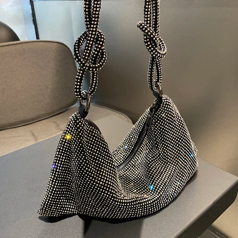 luxury Designer hobo shoulder bag handmade Shining Rhinestones Evening clutch Bag Purse Crystal Purses and handbag Hobo Bags