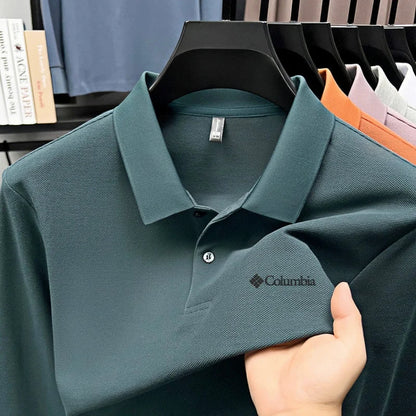 High end brand Polo shirt long sleeved fashionable printed men's top spring 100% cotton skin friendly comfortable casual T-shirt