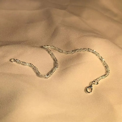Authentic S925 Sterling Silver Necklace 2mm Sparkling Collarbone, Sweater Chain, High Charm Jewelry Gift for Women