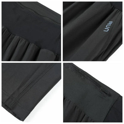 Lightweight Quick Dry Ice Silk Marathon Running Pants with Around waist Pack Breathable Workout Fitness Jogging Sport Trousers