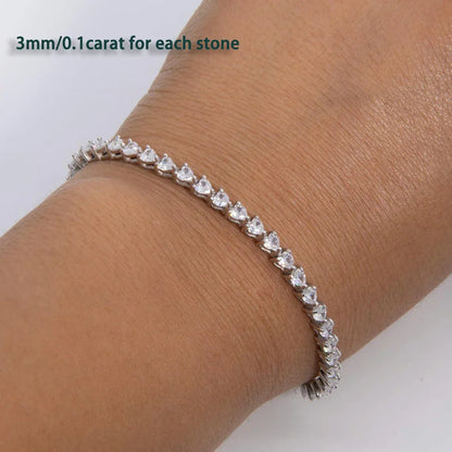 3/5/6.5mm Heart Cut Moissanite Tennis Bracelet with Certificates 925 Sterling Silver Sparkling Diamond Bracelets for Women