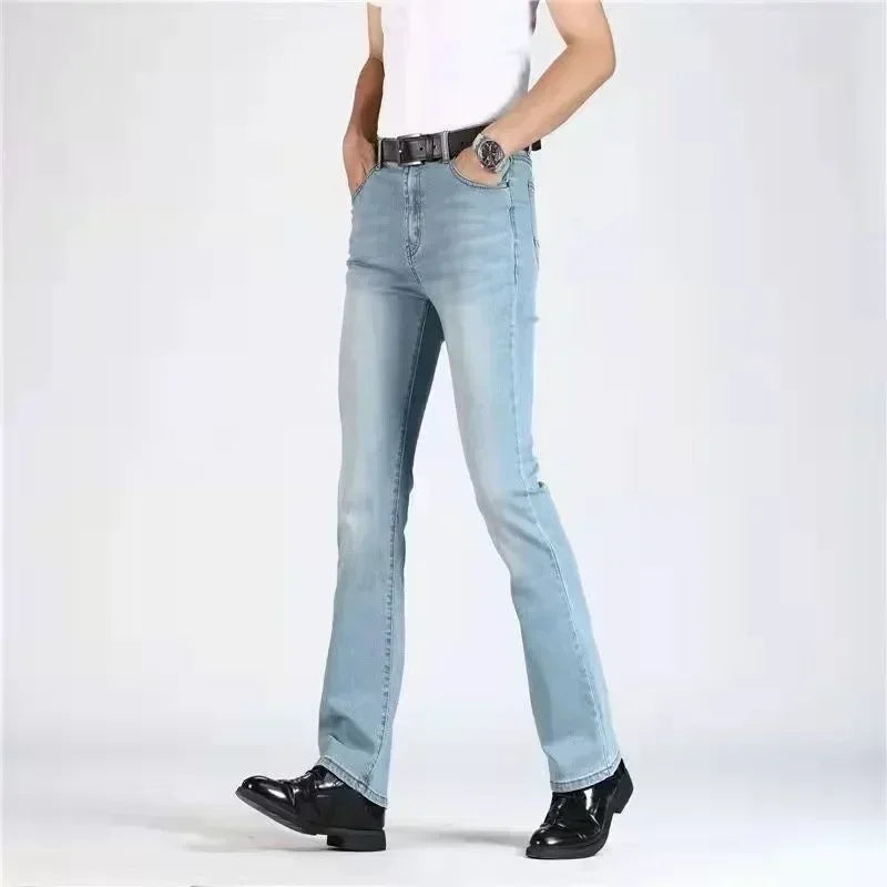 New Spring Autumn New American Street Men's Denim Flare Pants Wide Leg Jeans Loose Casual Pants for Men Vintage Washed Versatile